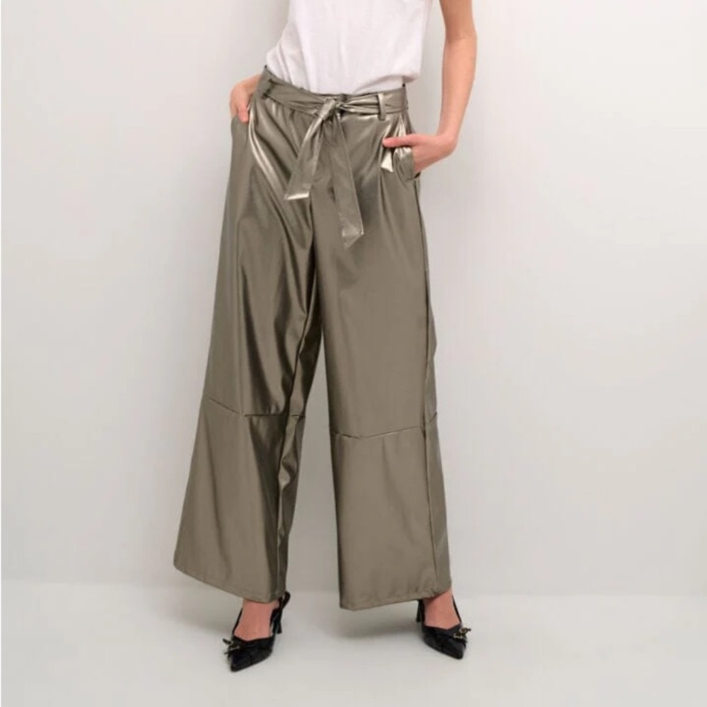 Elegant Metallic Wide Leg Pants